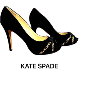 Kate Spade Black Suede Open Toe High Heel Size 7
